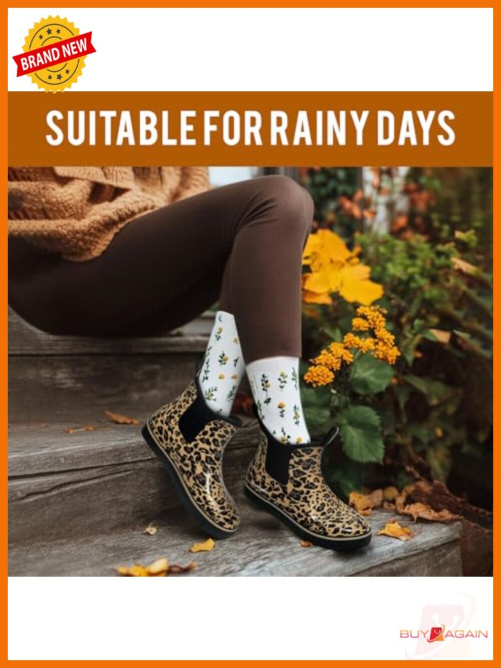 Waterproof Rubber Ankle Rain Boots Slip-Resistant Chelsea Outdoor Work - Picture 4 of 6